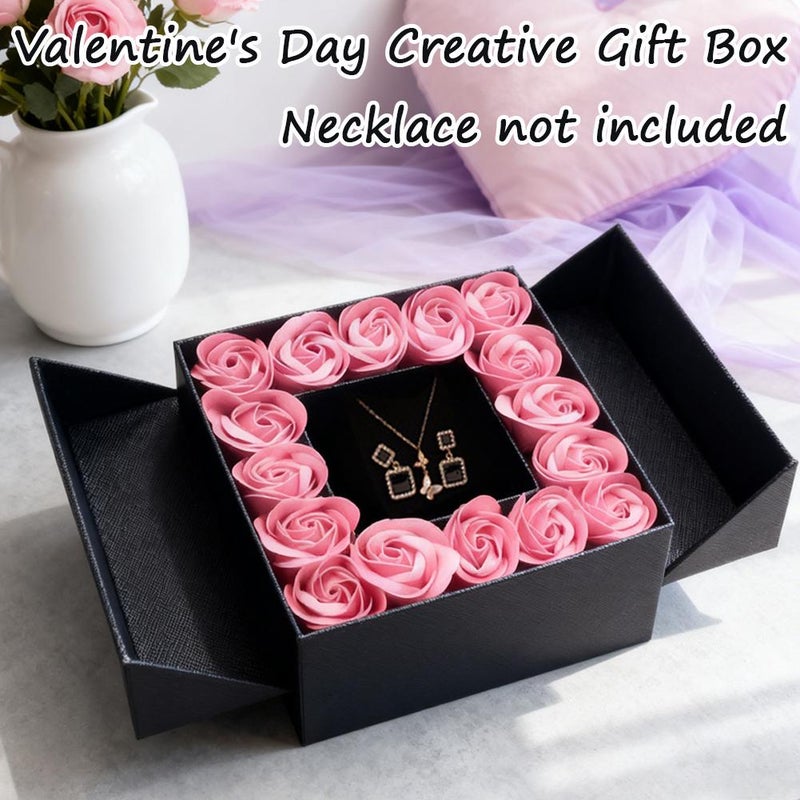 Rose Ring Necklaces Bracelets Box Jewelry Gifts Box,Eternal Roses Gift Boxes,Valentine's Day Christmas Thanksgiving Birthday Romantic for Her Women Wife Mom Girlfriend - Image 4